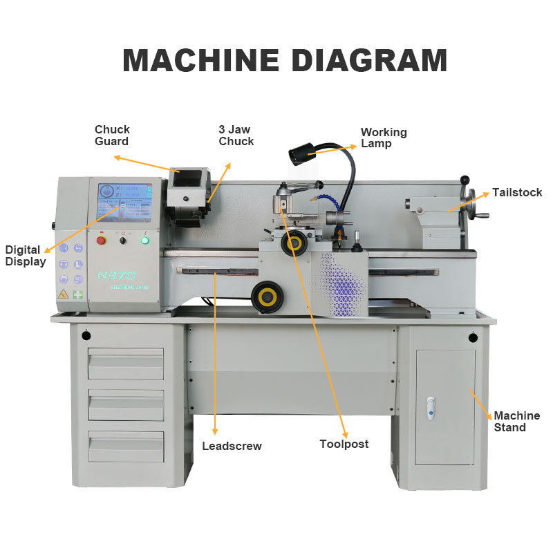 N370 New Metal Lathe Electronic Benchtop Lathe Machine for Sale